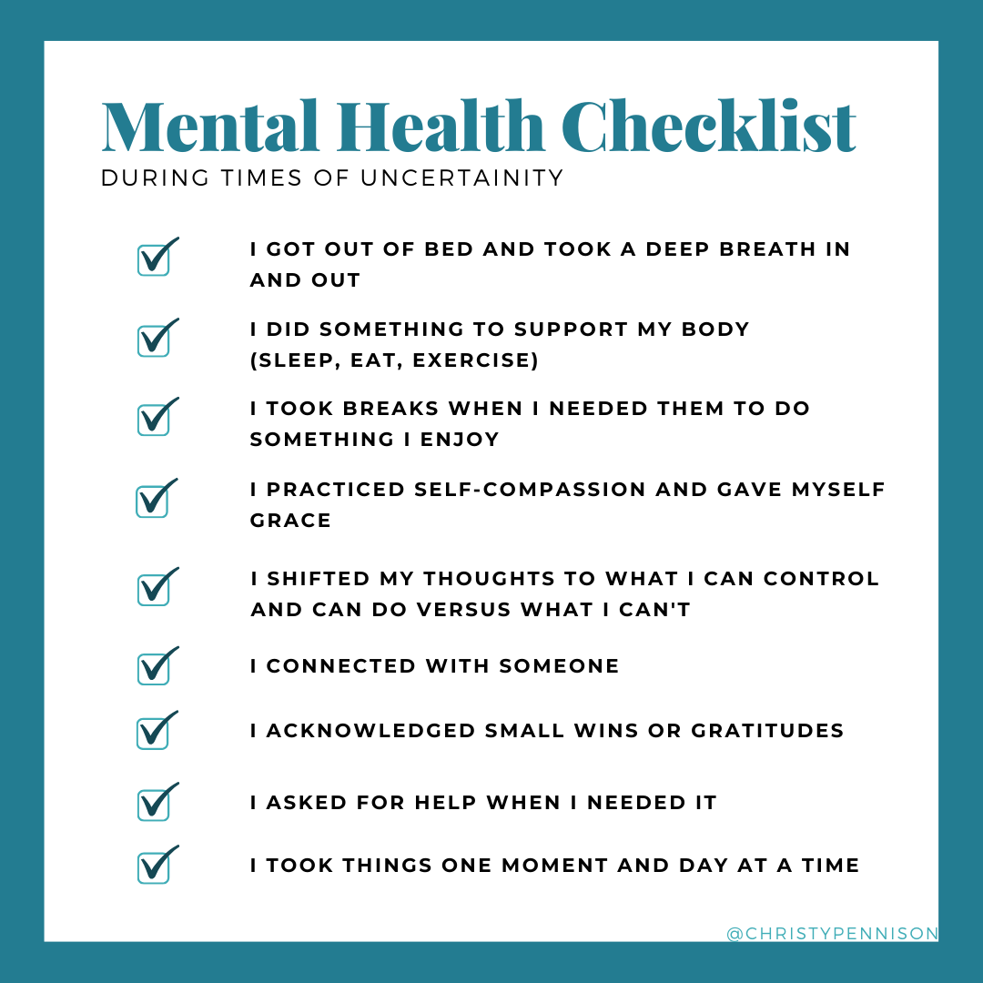 self care checklist for depression